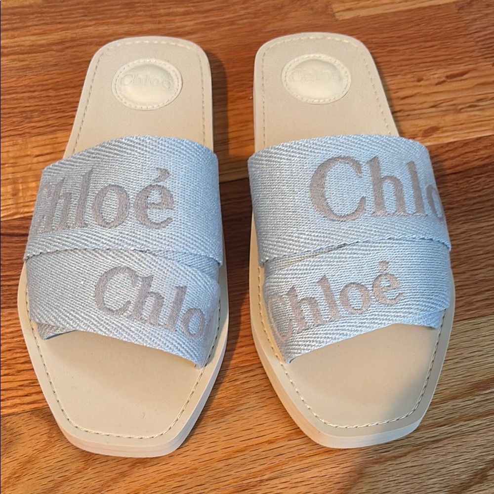 Chloé Blue Slide Sandals size 39  BRAND NEW IN BOX.